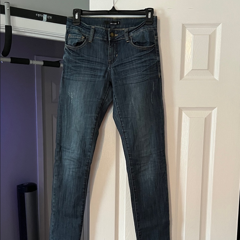 Mind Code Women's Skinny Jeans - Dark Wash Blue